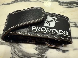 Pro Fitness Leather Weightlifting Back Support Gym Training Belt Black - Picture 1 of 9