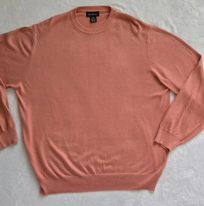 Paul Frederick Cotton/Modal Pink Salmon Crewneck Sweater XL - Picture 1 of 6