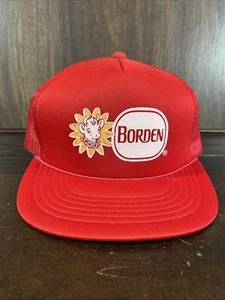 VTG Borden Milk Elsie Trucker Rope Hat Baseball Adjustable Cap Cow Agriculture - Picture 1 of 9