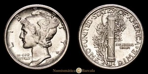 Estados Unidos - Mercury Dimes. 1 Dime. (2,47 g.). San Francisco. 1917. XF+. Par - Foto 1 di 3