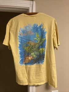 Vintage Salt Life Double Sided Graphic Print T Shirt Yellow Mens Size Medium - Picture 1 of 5