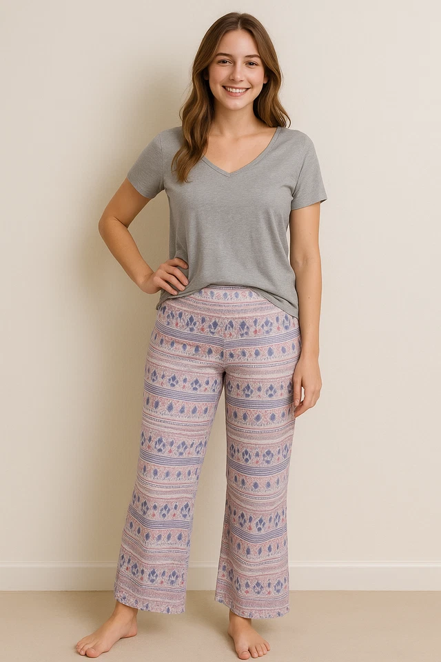 Pantalones de salón geométricos Pastel Heat para mujer M bolsillos elásticos suaves Foto 1 de 4