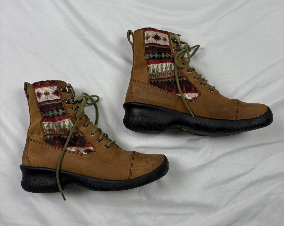 Botas Keen para mujer talla 7 cuero marrón Fair Isle tejidas con cordones senderismo 1011457 Foto 1 de 4