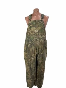 Vintage Redhead Overall Bibs 50 In Waist  Realtree Camo Made In USA Button Fly - Picture 1 of 10