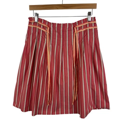 Antigua Falda Azul Marino Rayas Algodón Talla 6 Coral Plisada Línea A Y2K Femenina Retro Foto 1 de 4