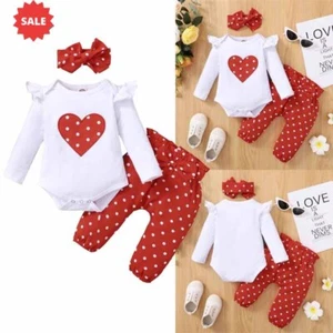 Conjunto de 3 PIEZAS Prendas para el torso del corazón Pantalones Diadema Chándal Trajes Ropa - Imagen 1 de 12