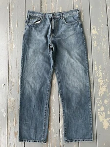 Calvin Klein Mens Jeans 36 Relax Straight Leg Easy Fit Pockets Logo Zipper Blue - Picture 1 of 11