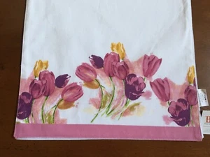 Boston International Table Runner White Mauve Tulips 71" X 15" Cotton NEW - Picture 1 of 6