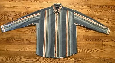 Camisa de trabajo vintage Dockers índigo de mezclilla a rayas con botones M para hombre Foto 1 de 4