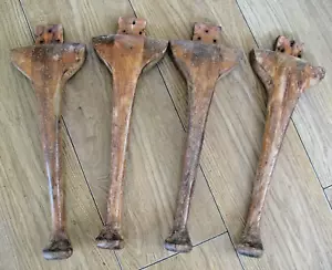 4er Set Antik Reclaim Nussbaum Cabrio Beistelltisch Möbel Beine - Bild 1 von 5