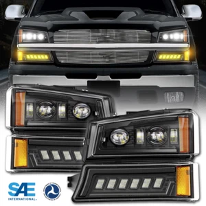 Per Chevy Silverado 1500 2500 3500 2003-07 Fari LED PUNTO Lampada Paraurti Combo - Foto 1 di 19
