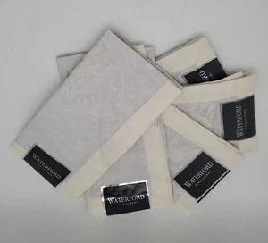 Set Of 5 Waterford Fine Linens Peony Platinum Cloth Napkins 21"x21" New - Picture 1 of 4