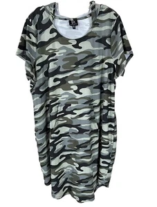 Derek Heart Plus Camo Hoodie Short Sleeve Dress Sz 2X - Picture 1 of 9