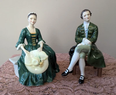 Set of 2 Royal Doulton Figurines ~ Gentleman & Lady from Williamsburg~Bone China - Image 1 of 4