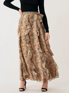 NWT Diane von Furstenberg Salona Designer Brand Ruffle Wrap Maxi Silk Skirt 6 - Picture 1 of 9