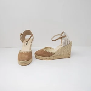 NUEVO Soludos The Marseille Alpargata Cuña Tobillo Con Cordones Tacones Altos Gamuza 5 Tacones - Imagen 1 de 4