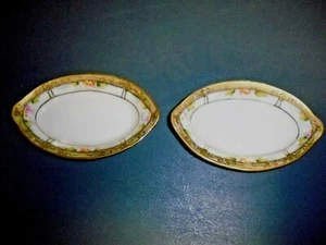 2 - Nippon Hand Painted Salt Dips Gold Trim Flowers - Picture 1 of 5