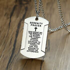 Religious Niebuhr Serenity Prayer Cross Bible Men Necklace Pendant Dog Tag Gift
