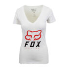 Womens Motorcross Racing Basic T Shirt White V Neck