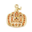 10x Brass 18K Gold Plated  Orange Cubic Zirconia Pendants Pumpkin Charms 18x14mm