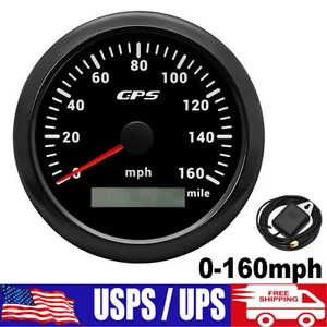 85mm GPS Speedometer Odometer 0-160 MPH Universal Car Marine Waterproof US STOCK - Picture 1 of 14
