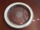 VINTAGE WALLACE STERLING SILVER ETCHED GLASS DIVIDED TRAY DISH 10 3/4' VERY GOOD