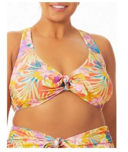 NEW Time & Tru Tropical Tie Front Bikini Swim Top Bralette Plus sz 3X 24w-26w - Picture 1 of 3