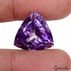 VVS 22.10Ct Natural Purple Amethyst 18*14mm Rare AAA Trillion Cut Loose Gemstone - Picture 1 of 6