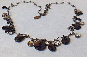 (SM17)***£3-SALE***NEXT-black curved link teardrops glass stones dangle necklace