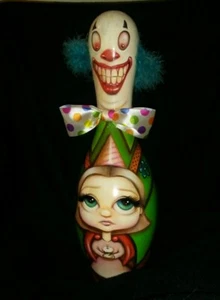 Low--Brow Pop Art! Original Brian Monahan Clown-decorated bowling pin - Picture 1 of 10