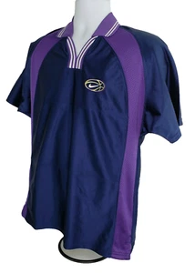 Nike Youth L[14] Collared, Vee Neck SS Shirt Multi Sport, Blue w/ Purple Panels - Picture 1 of 8