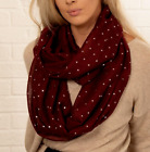 Soft Silver Star Print Oversized Circle Loop Infinity Scarf Snood New Burgundy