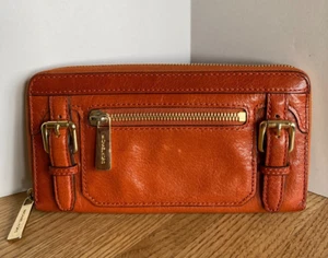 Michael Kors McGraw Zip Around Rust Orange Leder Geldbörse Clutch Schnalle Akzente - Bild 1 von 24