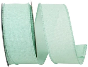 Aqua Color -- Linen Polyester Wired Edge Value Ribbon -- 1 ½ " x 10 yards - Picture 1 of 3