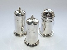 ANTIQUE EDWARDIAN/ GEORGE V SOLID SILVER STERLING CRUET SET 1904 & 1919
