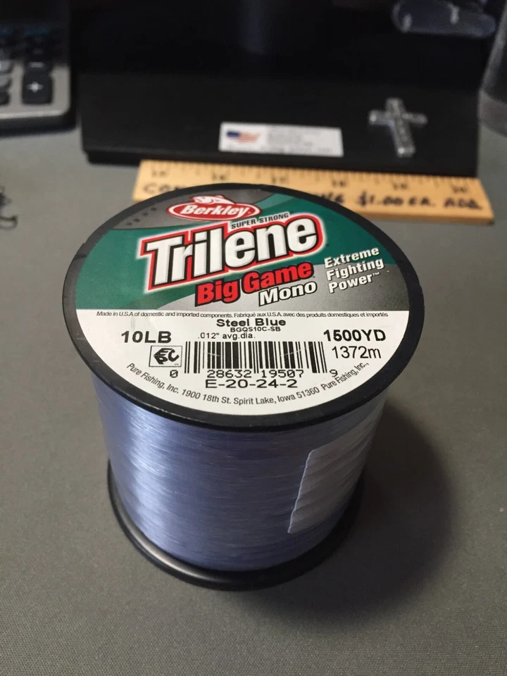 BERKLEY TRILENE SUPER STRONG 10 LB. BIG GAME MONO 1500 YDS. STEEL BLUE NEW SPOOL - Image 1 of 1