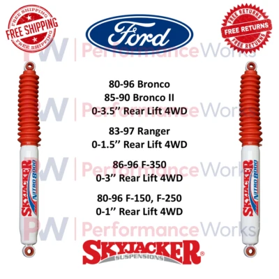 Skyjacker Shock Pair Rear Lift For Ford F-150, F-250, F-350, Bronco, Ranger 4WD - Image 1 of 4