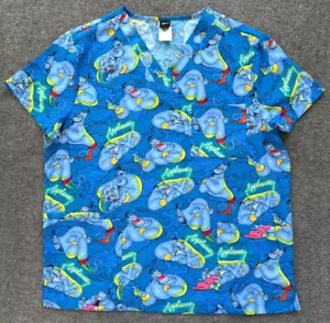 NWT ALADDIN GENIE Scrub Top DISNEY Tooniforms V Neck TF687 ADPP - Large - Picture 1 of 7