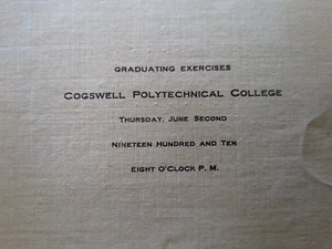 Cogswell Polytechnical College, San Francisco CA RARE Start Program 1910 - Bild 1 von 4