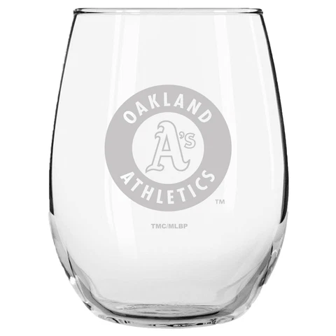 Oakland Athletics 15oz. Etched Stemless Glass Tumbler Cover