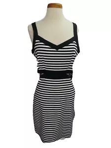Jack B B Dakota Dress Large Black White Stripes Back Zipper Side Cutouts Sexy - Picture 1 of 4