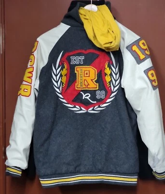 Chaqueta con capucha grande vintage 1999 ROCAWEAR Letterman Bomber - Leer descripción Foto 1 de 2