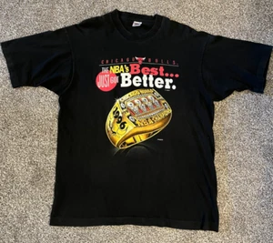 RARE Vintage 1996 CHICAGO BULLS NBA CHAMPIONSHIP Single Stitch T-Shirt JORDAN L - Bild 1 von 3