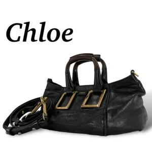 Chloe Etel Genuine Leather Black 2 Way Vintage Hand Shoulder Bag From Japan - Picture 1 of 24