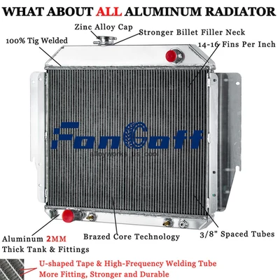 Fit 79-91 Ford E100 E150 E250 E350 Econoline Club Wagon 5.8L AT 3-Row Radiator - Image 1 of 4