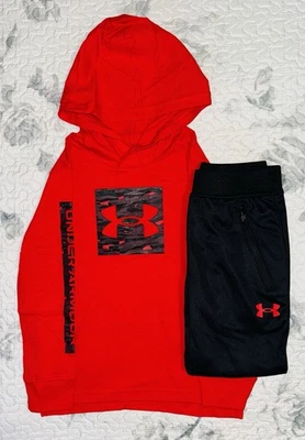 Pantalones Under Armour Under Armour rojos/negros con capucha manga larga y negros/rojos talla/5 para niños pequeños Foto 1 de 4