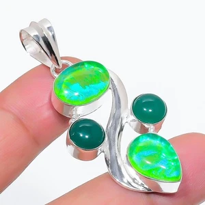 A+++Triplet Opal Gemstone Handmade 925 Sterling silver Jewelry Pendant Size 2" - Picture 1 of 1