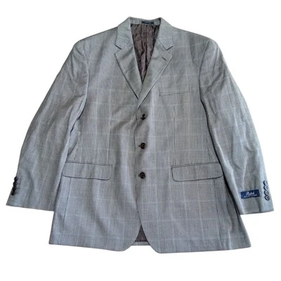 Ralph Lauren Blazer Mens Grey Black 44R Silk Wool Cashmere Sport Coat Office  - Image 1 of 4