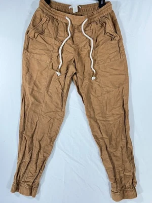C&C California Women Pants M Warm Brown Linen Lyocell Drawstring 28" Inseam - Image 1 of 4