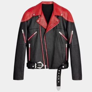 New Leather Jacket in Red shoulders 2025 Styles - Picture 1 of 2